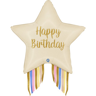 Hviezda - HB krémová so strapcami 29"/74 cm fóliový balónik nafukovací