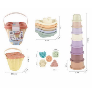 Kýblik s hračkami do vane set 15,8x17x17,8 cm