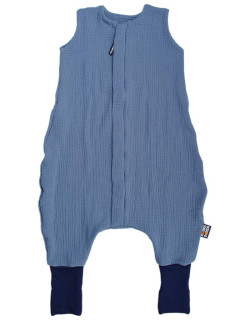 Letný spací vak s nožičkami modrý mušelín