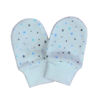 Rukavice bavlna potlač jemný bodka modrý