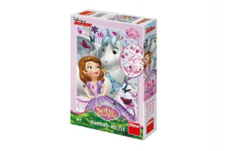 Puzzle diamond Sofia a jednorožec + lepidlo + kamienky 200 dielikov