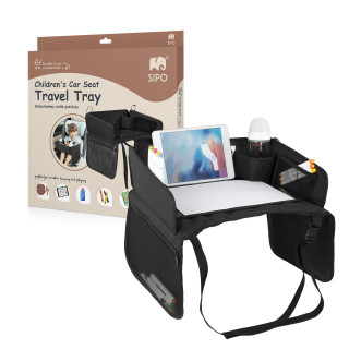 Skladací stolík do auta s vreckom na tablet čierny Sipo