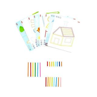 Drevená hračka priraďovania farebných tyčiniek s predlohami Stabix Haba