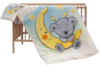 Detská postieľka prírodná s kompletnou výbavou 120 x 60 cm Mimas Scarlett