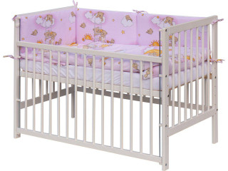 Detská postieľka s kompletnou výbavou 120 x 60 cm, mráčik ružová Scarlett