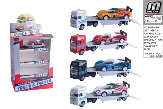Auto nákladný ťahač so závodným autom 18,5 cm