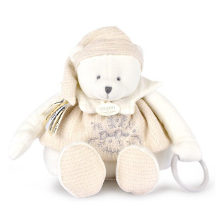 Darčeková sada Plyšový ľadový medvedík s krúžkom 30 cm béžový Doudou