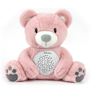 Plyšový zaspávač medvedík s projektorom Bear pink Milly Mally