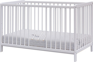 Detská postieľka Scarlett K/B s vyberacími priečkami borovice - biela 120 x 60 cm Scarlett