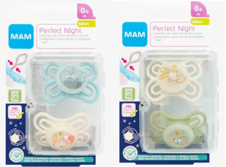 Cumlík Perfect Night silikón 0m+ so sterilizačným boxom MAM