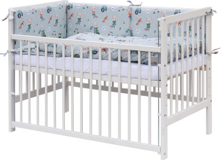 Detská postieľka s kompletnou výbavou Scarlett 120 x 60 cm Peko tyrkysová