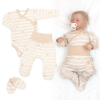 Zavinovacie body, polodupačky + rukavičky zadarmo, 3D, Baby Star - beige Baby Nellys