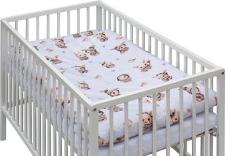 Detská postieľka s kompletnou výbavou biela 120 x 60 cm Zajačik šedý Scarlett