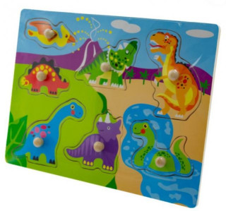 Drevené zábavné puzzle vkladacie 30 x 22,5 cm Dinosaury