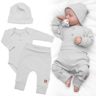 Rebrovaná rastúca súprava 3D Baby Boy Šedá