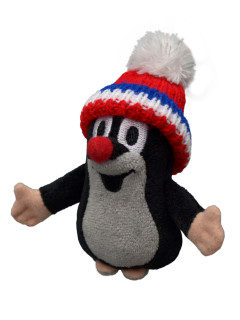 Krtko 10 cm prstový maňuška s čiapkou červená-trikolora