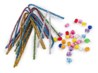 Kreatívna sada chlpaté drôtiky a brmbolce s lurexom