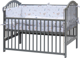 Detská postieľka s kompletnou výbavou 120 x 60 cm sivá Tura Scarlett