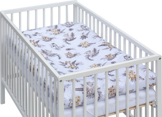 Detská postieľka s kompletnou výbavou biela 120 x 60 cm Afrika béžová Scarlett