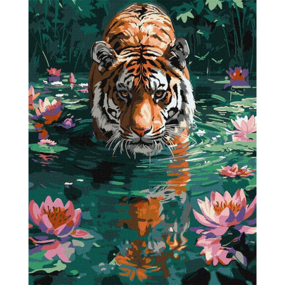 Maľovanie podľa čísel - Tiger na love 40 x 50 cm