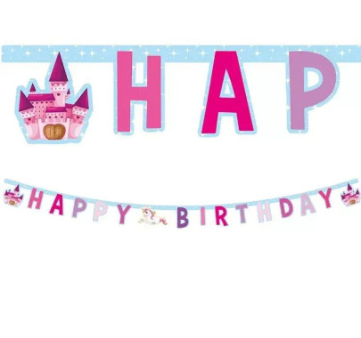 Baner závesný "Happy Birthday" Jednorožec 1,85 m
