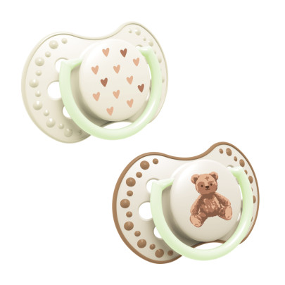 Cumlík svietiaci silikónový dynamický 2 ks Teddy Love 6 - 18 m Lovi