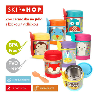 Termoska na jedlo s lyžičkou/vidličkou Zoo 3 r+ 325 ml Skip Hop