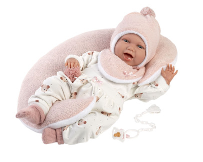 New born realistická bábika bábätko so zvukmi a mäkkým látkovým telom - 42 cm Llorens