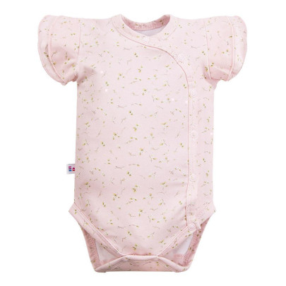 Dojčenské zavinovacie body krátky rukáv Meadow kvetinky ružové Eevi