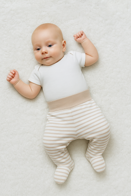 Dojčenské polodupačky bavlna béžový prúžok Baby Service
