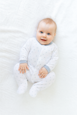 Dojčenský overal bavlna šedo-ružová bodka Baby Service