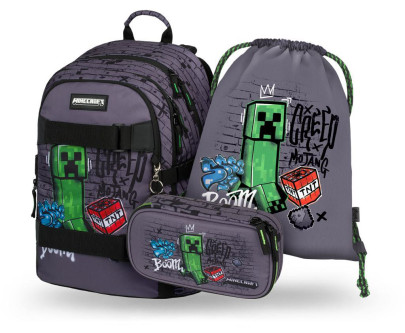 Set 3 Skate Minecraft TNT: Batoh, Etue, Vrecko Baagl