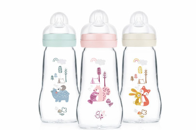 Detská antikoliková sklenená fľaša Feel Good 260 ml MAM