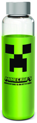 Sklenená fľaša s návlekom 585 ml, Minecraft