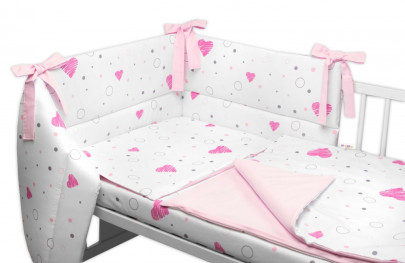 Mantinel s obliečkami 3dielna bavlnená sada I love Girl ružová Baby Nellys