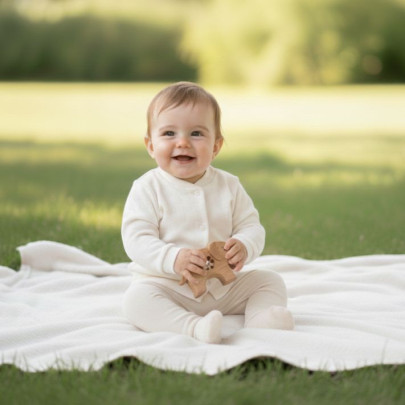 Kabátik vzor obdĺžniky biela Baby Service