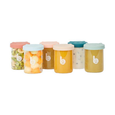 Sklenené misky s viečkami ISY Bowls 6 x 250 ml Babymoov