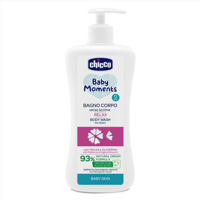 Šampón na telo s dávkovačom Baby Moments Relax 93% prírodných zložiek 500 ml Chicco