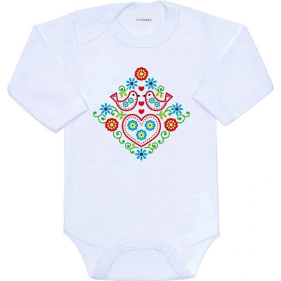 Detské body s potlačou Ľudový vzor vtáčiky New Baby
