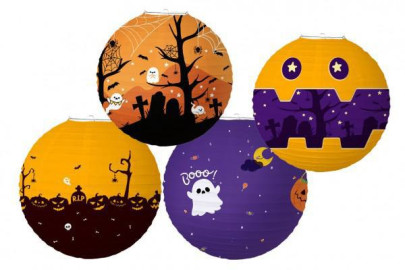 Lampión gule Halloween papier priemer 30 cm