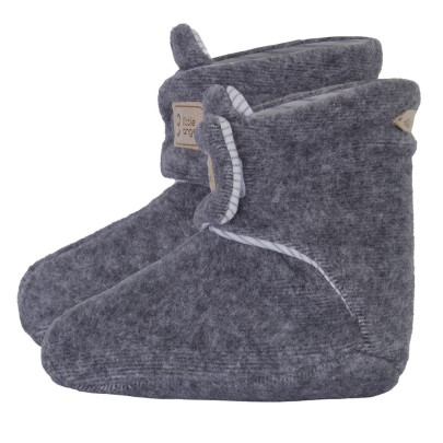 Papučky Fleece bambus Outlast® tm. šedý melír/pruh bielosivý melír Little Angel