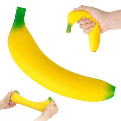 Mega squeeze strečový mačkací banán 37 cm - antistresová naťahovacia hračka Mega squeeze