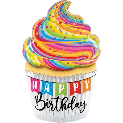 Cupcake "Happy Birthday" 56"/142 cm fóliový balónik