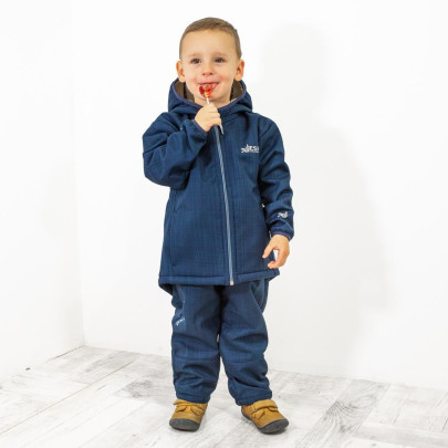 Detská zimná softshellová bunda s baránkom Navy blue Esito