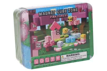 Stavebnica Magnet Cube Zone Pink Forest 48 dielikov