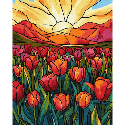 Maľovanie podľa čísel - Tulipánové pole 40 x 50 cm