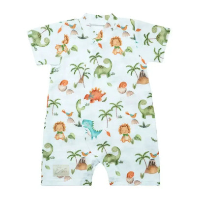 Letný overal pre bábätko mušelín Dino baby biely Esito