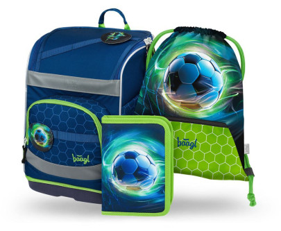 Set 3 Zippy plus Futbalová lopta: aktovka, peračník, sáčok Baagl