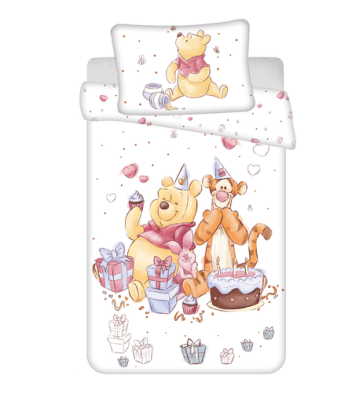 Obliečky do postieľky Macko Pú "Birthday party" 100 x 135, 40 x 60 cm Jerry Fabrics