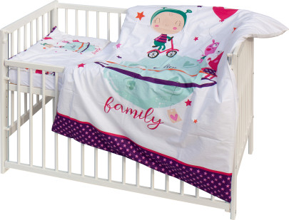 Detská postieľka s kompletnou výbavou 120 x 60 cm Moly Scarlett
